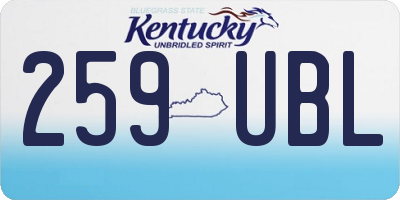 KY license plate 259UBL