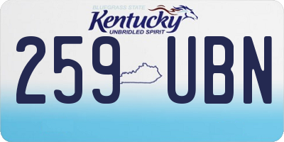 KY license plate 259UBN