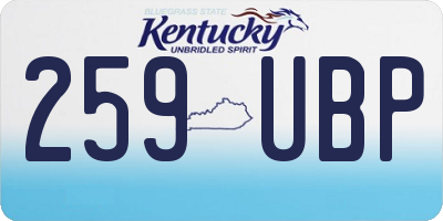 KY license plate 259UBP