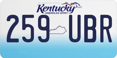 KY license plate 259UBR