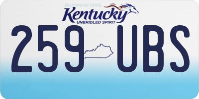 KY license plate 259UBS