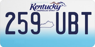 KY license plate 259UBT