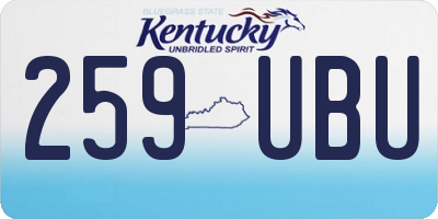 KY license plate 259UBU