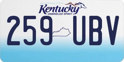 KY license plate 259UBV