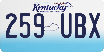 KY license plate 259UBX