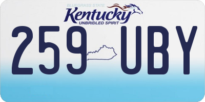 KY license plate 259UBY