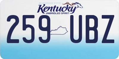 KY license plate 259UBZ