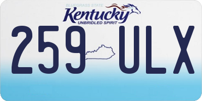 KY license plate 259ULX