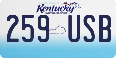 KY license plate 259USB