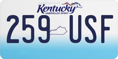 KY license plate 259USF