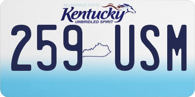 KY license plate 259USM