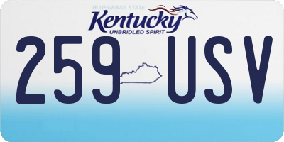 KY license plate 259USV
