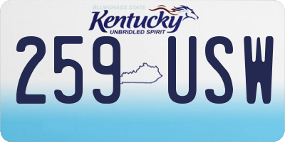 KY license plate 259USW