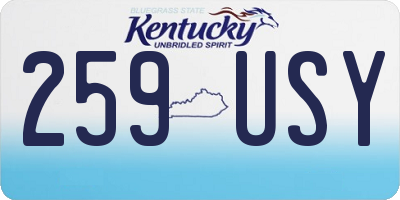 KY license plate 259USY