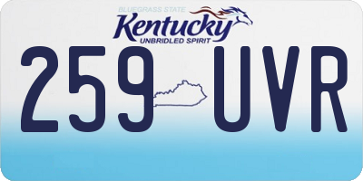 KY license plate 259UVR