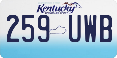 KY license plate 259UWB