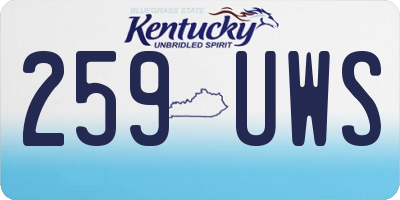 KY license plate 259UWS