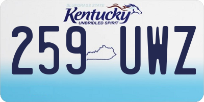 KY license plate 259UWZ