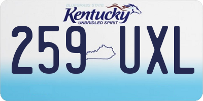 KY license plate 259UXL