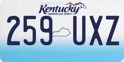 KY license plate 259UXZ