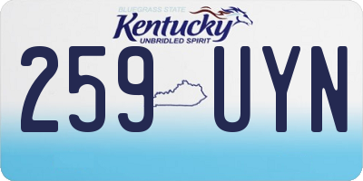 KY license plate 259UYN