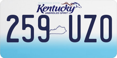 KY license plate 259UZO