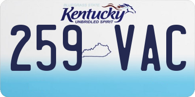 KY license plate 259VAC