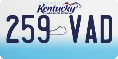 KY license plate 259VAD