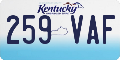 KY license plate 259VAF