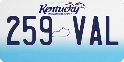 KY license plate 259VAL