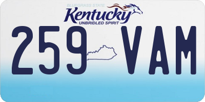 KY license plate 259VAM