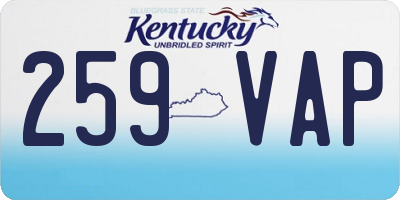 KY license plate 259VAP