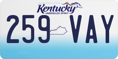 KY license plate 259VAY