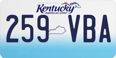 KY license plate 259VBA