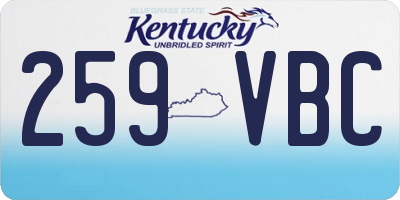 KY license plate 259VBC