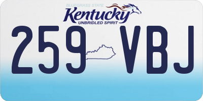 KY license plate 259VBJ