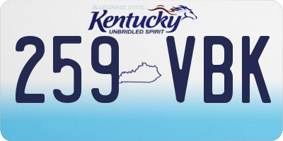 KY license plate 259VBK