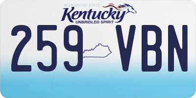 KY license plate 259VBN
