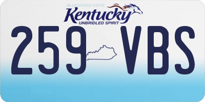 KY license plate 259VBS