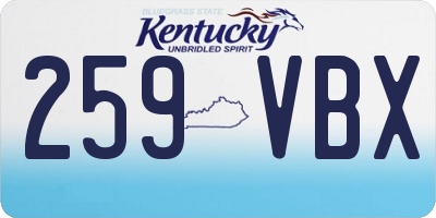 KY license plate 259VBX