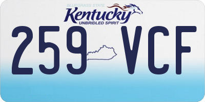 KY license plate 259VCF
