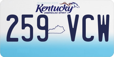 KY license plate 259VCW