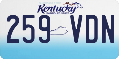 KY license plate 259VDN