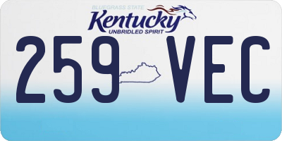 KY license plate 259VEC