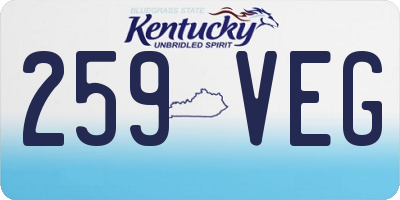 KY license plate 259VEG