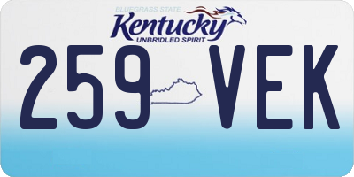 KY license plate 259VEK