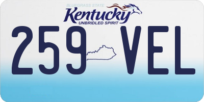 KY license plate 259VEL