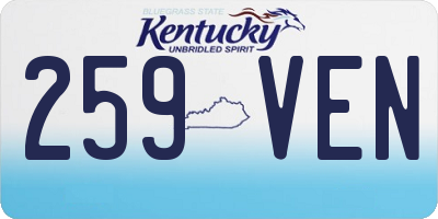 KY license plate 259VEN