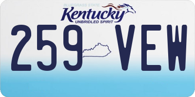 KY license plate 259VEW