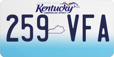 KY license plate 259VFA